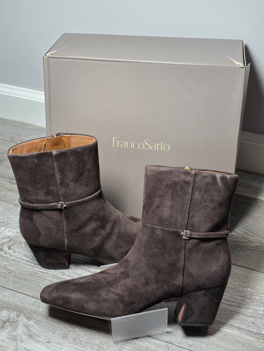 Franco Sarto Women's Saydie Suede Block Heel Ankle Bootie Sz 9.5 *NWB